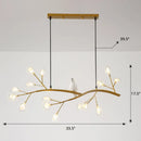 GobekUsa Postmodern Metal Island Light with Bird and 15-Head Hanging Lamp for Restaurants