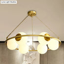 GobekUsa Postmodern Metal Chandelier with Frosted Glass Shades - 6/8 Lights, Brass Finish
