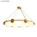 GobekUsa Postmodern Metal Chandelier with Frosted Glass Shades - 6/8 Lights, Brass Finish