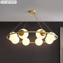 GobekUsa Postmodern Metal Chandelier with Frosted Glass Shades - 6/8 Lights, Brass Finish