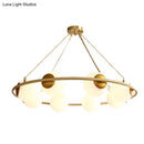 GobekUsa Postmodern Metal Chandelier with Frosted Glass Shades - 6/8 Lights, Brass Finish