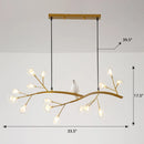 GobekUsa Postmodern Metal Island Light with Bird and 15-Head Hanging Lamp for Restaurants
