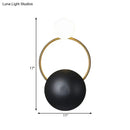 GobekUsa Postmodern Orbital Flush Mount Iron 2-Light Wall Sconce in Black-Gold with Orb Opal Glass Shade