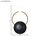 GobekUsa Postmodern Orbital Flush Mount Iron 2-Light Wall Sconce in Black-Gold with Orb Opal Glass Shade
