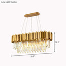 GobekUsa Gold Prismatic Crystal 5-Head Postmodern Oval Hanging Light for Dining Room Island Ceiling