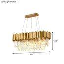 GobekUsa Gold Prismatic Crystal 5-Head Postmodern Oval Hanging Light for Dining Room Island Ceiling