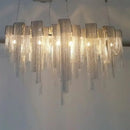 GobekUsa Postmodern Silver Lobby Chandelier: Arch Aluminum Chain, 12-Bulb Suspension Light