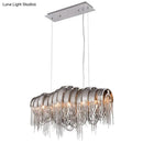 GobekUsa Postmodern Silver Lobby Chandelier: Arch Aluminum Chain, 12-Bulb Suspension Light