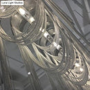 GobekUsa Postmodern Silver Lobby Chandelier: Arch Aluminum Chain, 12-Bulb Suspension Light
