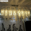 GobekUsa Postmodern Silver Lobby Chandelier: Arch Aluminum Chain, 12-Bulb Suspension Light