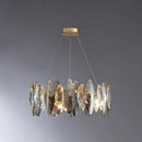 GobekUsa Postmodern Smoke Grey Glass Leaf Suspension Lamp – Gold Restaurant Island Light