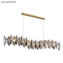 GobekUsa Postmodern Smoke Grey Glass Leaf Suspension Lamp – Gold Restaurant Island Light