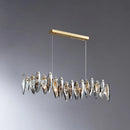 GobekUsa Postmodern Smoke Grey Glass Leaf Suspension Lamp – Gold Restaurant Island Light