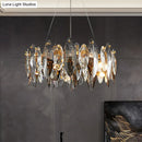 GobekUsa Postmodern Smoke Grey Glass Leaf Suspension Lamp – Gold Restaurant Island Light
