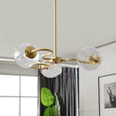 GobekUsa Postmodern Transparent Glass 3-Light Flush Mount Chandelier for Bedroom in Brass