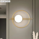 GobekUsa Postmodern Wall Mounted Sconce Light with White Glass Shade in Black/Brass