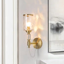 GobekUsa Postmodern Water Glass Wall Sconce Light with Crystal Accents - Brass Finish