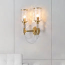 GobekUsa Postmodern Water Glass Wall Sconce Light with Crystal Accents - Brass Finish
