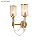 GobekUsa Postmodern Water Glass Wall Sconce Light with Crystal Accents - Brass Finish