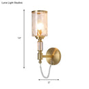 GobekUsa Postmodern Water Glass Wall Sconce Light with Crystal Accents - Brass Finish