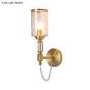 GobekUsa Postmodern Water Glass Wall Sconce Light with Crystal Accents - Brass Finish