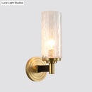 GobekUsa Postmodern Water Glass/Cut Crystal 1-Bulb Gold Wall Sconce Lamp - Cylinder/Ball Shape for Living Room