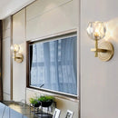 GobekUsa Postmodern Water Glass/Cut Crystal 1-Bulb Gold Wall Sconce Lamp - Cylinder/Ball Shape for Living Room