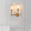 GobekUsa Postmodern Water Glass Wall Sconce Light with Crystal Accents - Brass Finish