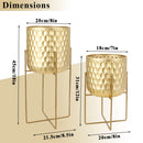 Set of 2 12"&18"H Golden Honeycomb Embossed  Flowerpots