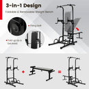 Power Tower Pull Up Bar Stand with Adjustable Heights and Bench by LJGDeals