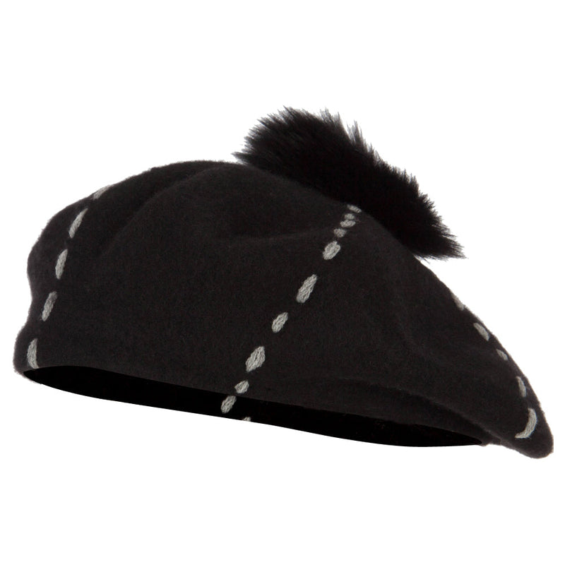 Pom Pom Wool Classic French Beret Hat