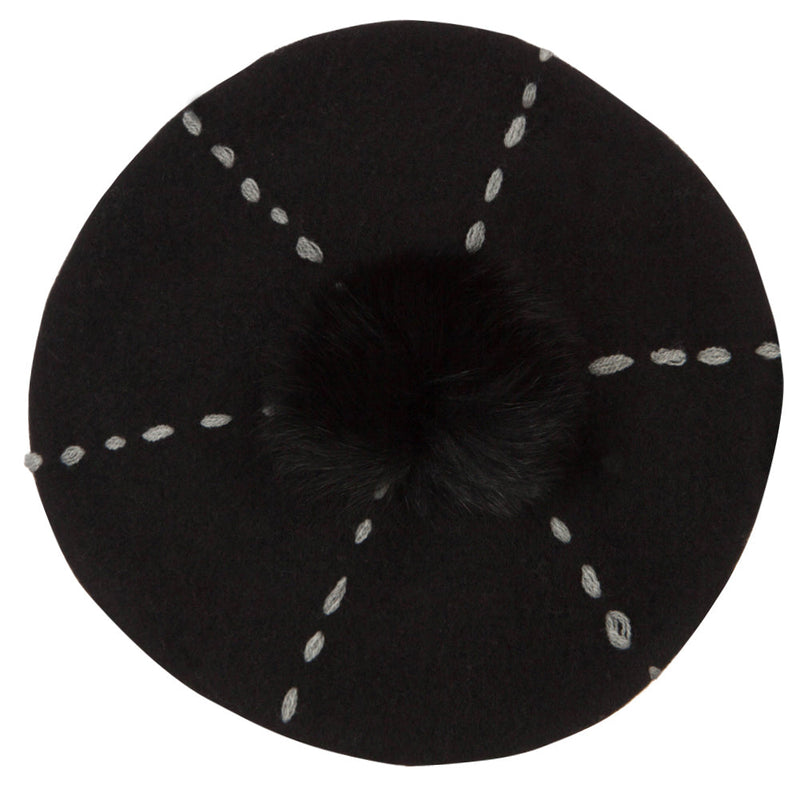 Pom Pom Wool Classic French Beret Hat
