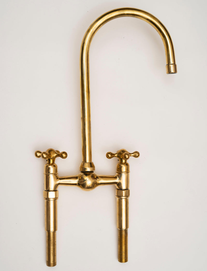 Unlacquered Solid Brass Kitchen Faucet with Sprayer