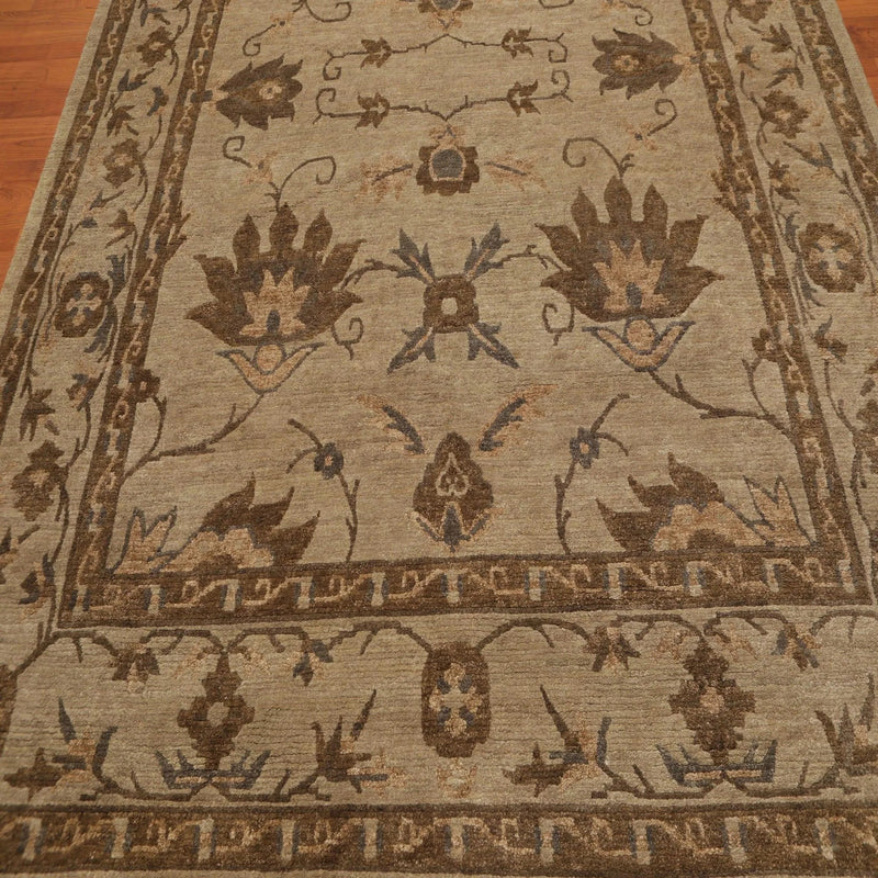 8x10 Moss, Tan Hand Knotted Wool Arts & Crafts Tibetan Area Rug