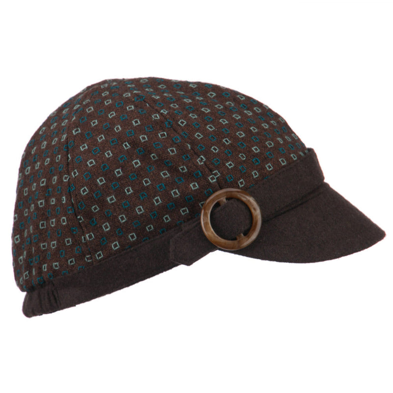 Muffy 6 Panel Round Buckle Cabbie Cap
