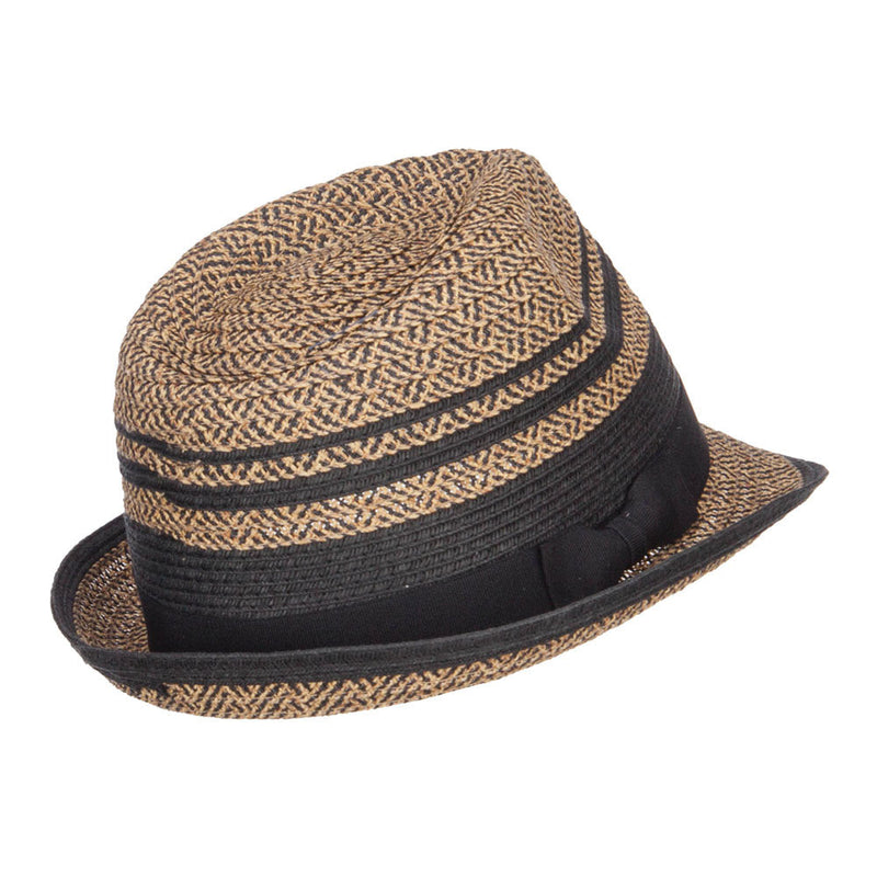 Striped Tweed Paper Braid Fedora