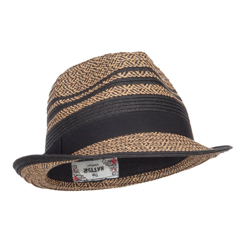 Striped Tweed Paper Braid Fedora