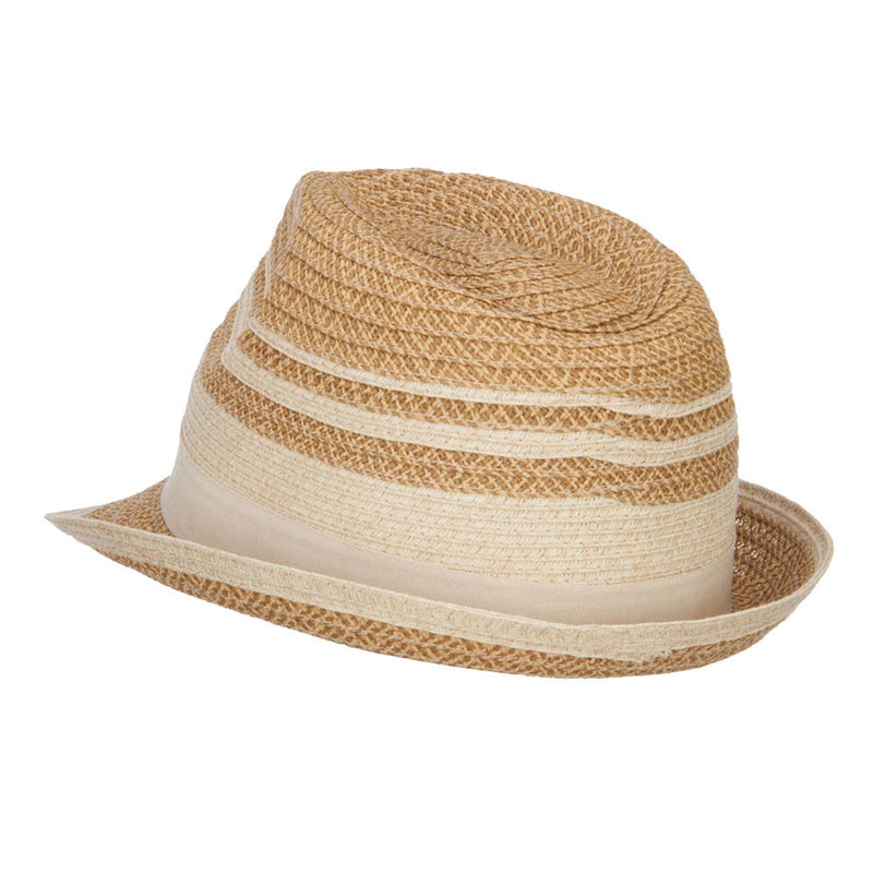 Striped Tweed Paper Braid Fedora