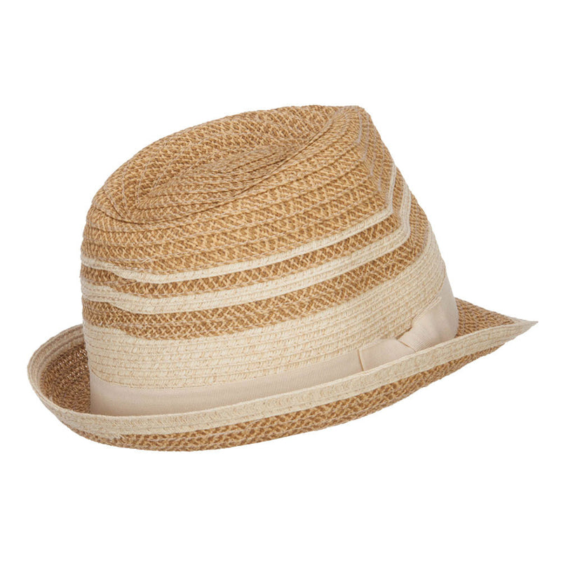 Striped Tweed Paper Braid Fedora