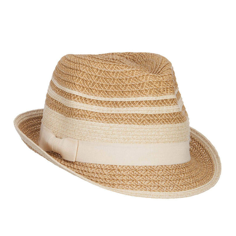 Striped Tweed Paper Braid Fedora