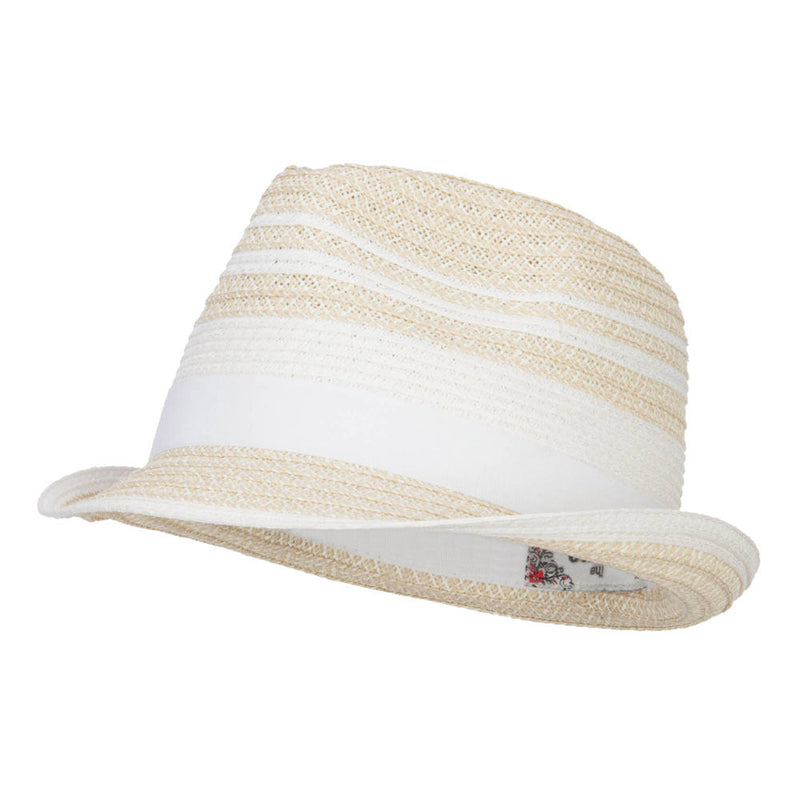 Striped Tweed Paper Braid Fedora