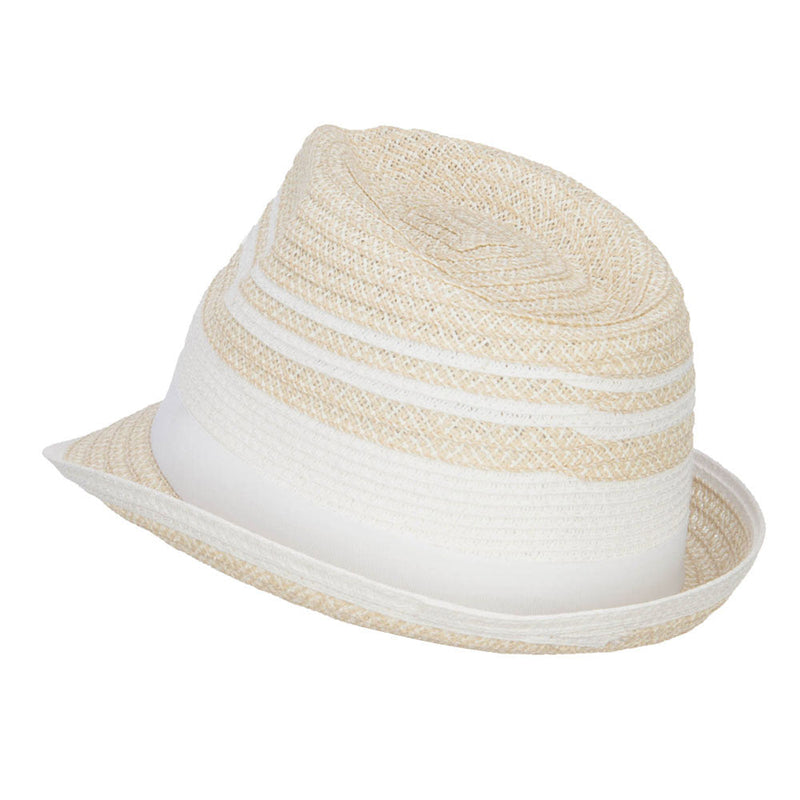 Striped Tweed Paper Braid Fedora