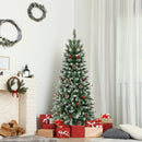 Pre-lit Artificial Pencil Christmas Tree with Pine Cones and Red Berries by DirectDeals