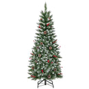 Pre-lit Artificial Pencil Christmas Tree with Pine Cones and Red Berries by DirectDeals