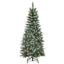 Pre-lit Artificial Pencil Christmas Tree with Pine Cones and Red Berries by LJGDeals