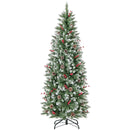 Pre-lit Artificial Pencil Christmas Tree with Pine Cones and Red Berries by LJGDeals