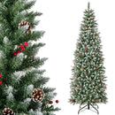 Pre-lit Artificial Pencil Christmas Tree with Pine Cones and Red Berries by LJGDeals