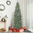 Pre-lit Artificial Pencil Christmas Tree with Pine Cones and Red Berries by LJGDeals