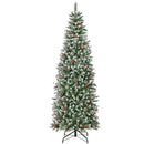 Pre-lit Artificial Pencil Christmas Tree with Pine Cones and Red Berries by LJGDeals