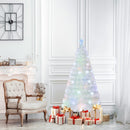 5/6/7 Feet Pre-Lit White Artificial Christmas Tree with Iridescent Leaves